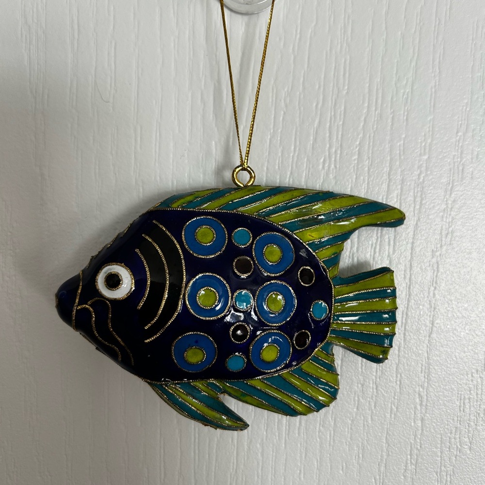 Vibrant Blue and Green Fish Hanging Decor / Ornament
